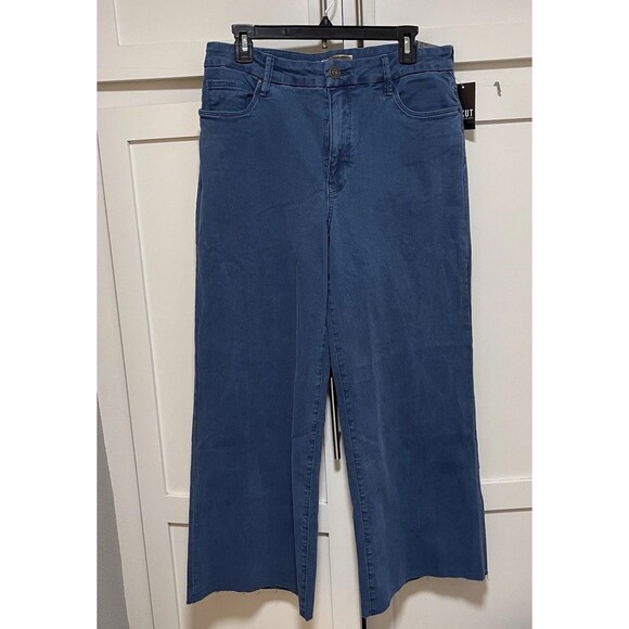 KUT From The Kloth Jeans Marine High-Rise Fab Ab Wide Leg Raw Hem Sz 12 NWT - Picture 2 of 14